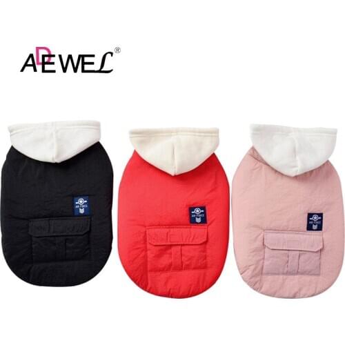 ADEWEL 2020 Black Autumn And Winter New Cotton Warm Pet Clothes Dog Pet Cotton Clothing Solid Color Ubranka Dla Psa 2XL