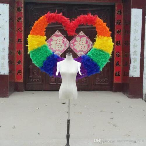 NEW fairy wings Seven rainbow angel wings Automobile Exhibition stage performance Displays shooting props pure handmade EMS free