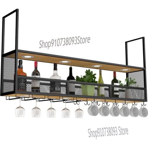 Bar counter hanging hanger wrought iron upside down wine rack industrial style wine glass rack wine cabinet rack bar decoration