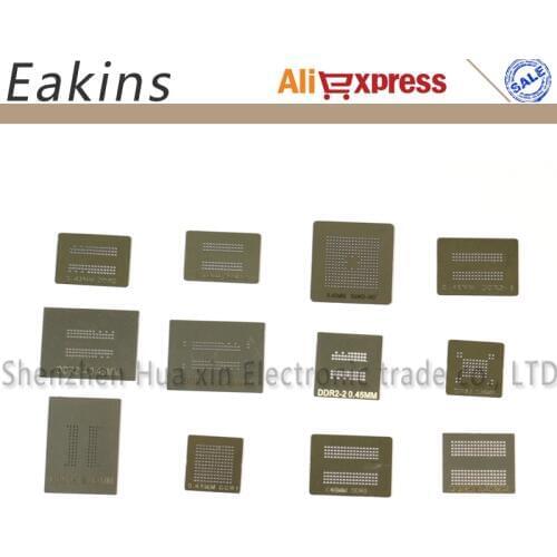 High Quality 12pcs/lot Full Set BGA Reballing Stencil Dedicate Kit For DDR DDR2 DDR2-2 DDR2-3 DDR3-2 DDR3-3 DDR3-4 DDR5