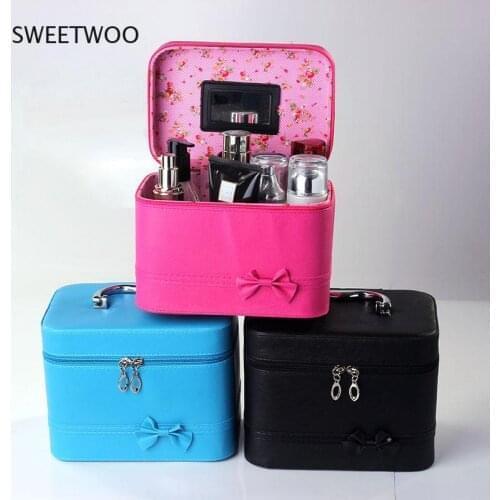 Portable Zipper Handbag Storage Bag Makeup Cosmetic Organizer Travel Box