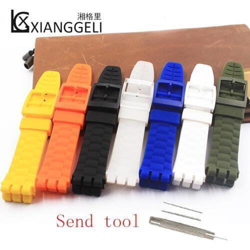 Watch Accessories 21mm Silicone Watch Band for Swatch Submersible Suuk400 Suuw100 Mens and Womens Sports and Leisure Strap
