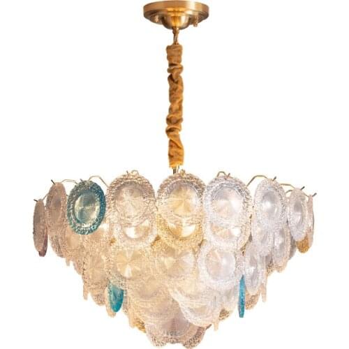 Light luxury crystal chandelier modern living room lamp color bohemian style dining room lamp villa bedroom lamp