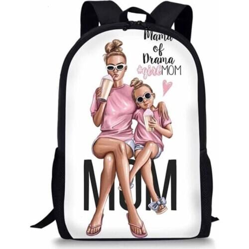 INJERSDESIGNS Women Backpack For Men Super Dad Mom Kids Printing Backpacks Teenager School Bags Children travel Fashion Mochila