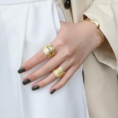 Silvology 925 Sterling Silver Double Layer Tin Foil Texture Rings Irregular Fashionable Rings for Women Luxury Designers Jewelry