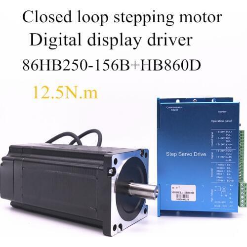Nema 12.5N.m DC closed-loop Stepper motor 86HB250-156B+HB860D step motor 86 Hybird closed loop 2-phase stepper motor driver