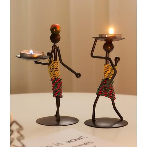 Nordic Metal Candlestick Abstract Character Sculpture Candle Holder Decor Handmade Figurines Home Decoration Art Gift