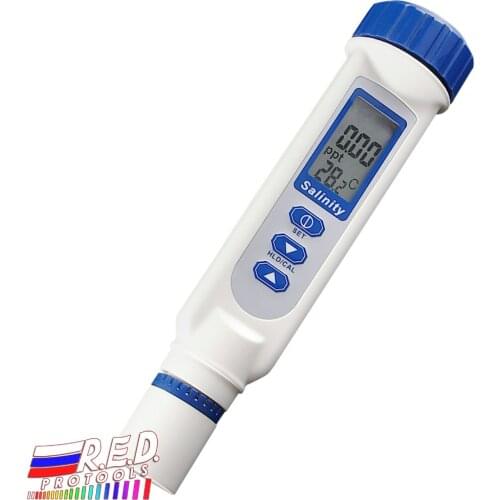 Salinity & Temp Meter, Pen Type Salt Water Quality Tester ATC NaCl 0~70 ppt, Handheld Measurement Monitor Tester, for Saltwater
