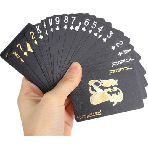 Waterproof Luxury Plastic Playing Cards Cool Black/Rose-Gold/Silver Foil Poker Cards Standard Size 52+2 Poker