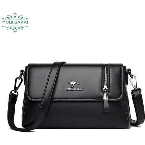 Ladies PU Leather Shoulder Sac Small Retro Messenger Bag Trend New Design Double Shoulder Strap Handbag Girl Flip Bag Sac A Main