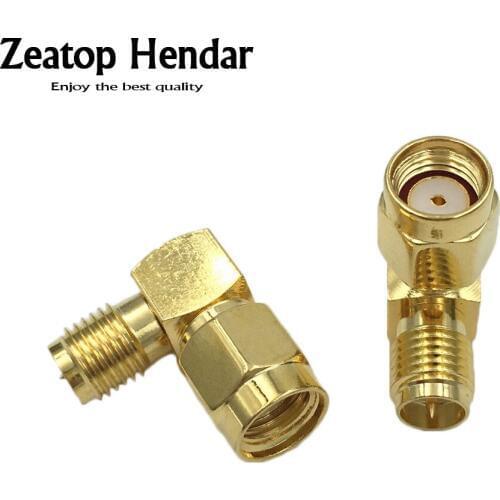 100Pcs Brass Right Angle RP-SMA Male Jack Center to RP-SMA Female 90Degree RF Coax Coaxial Connector Adapter