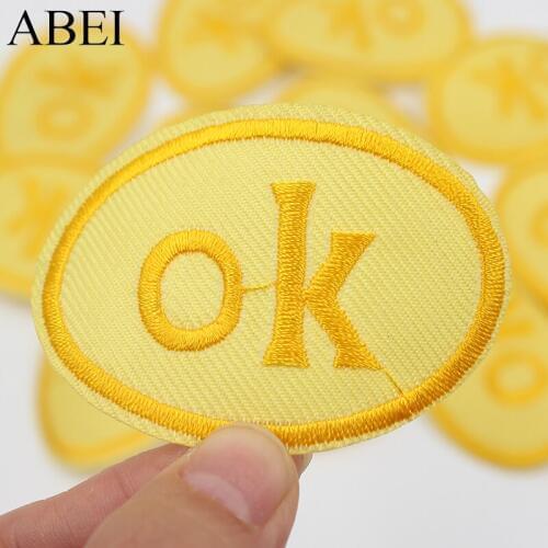 20pcs/lot Embroidered OK Patches for Clothes Repair Diy Clothes Jeans Appliques Handmade Patchwork Sew Badge Clothes Stickers