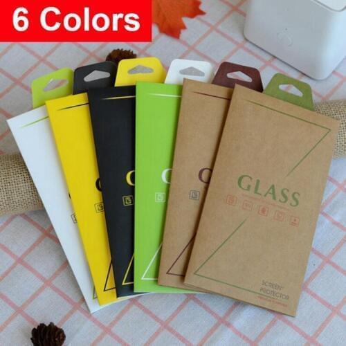 200pcs Tempered Glass Screen Protector 6 Colors Paper Universal Retail Packaging Box For iphone 11 XR X XS Max 5s SE 6s 7 8 Plus