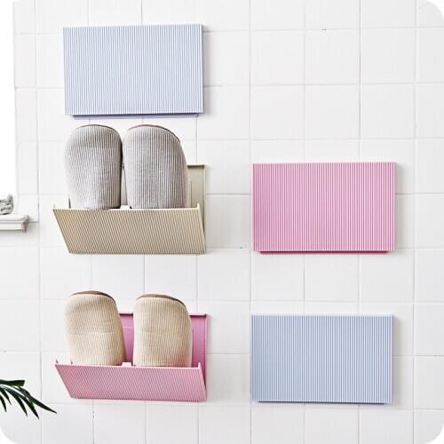 2018 Folding wall-mounted paste shoe rack simple shoe storage rack Drainage ventilation bathroom wall slippers shelf