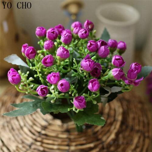 36 Head Rose Tea Bud Pearl Artificial Silk Flowers Home Office Party Home Wedding Decor wedding flower wholesale Floral