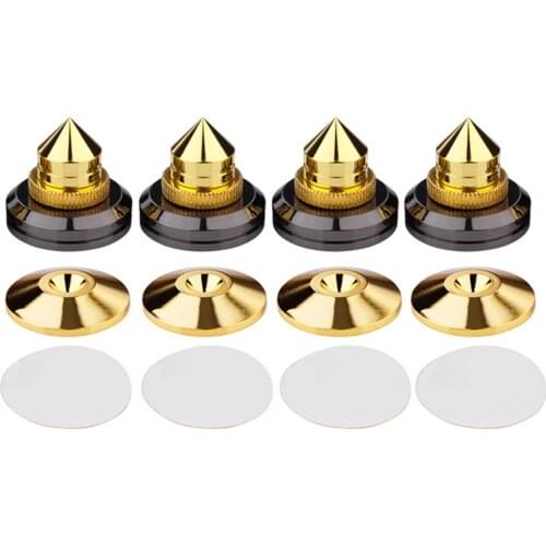 4pcs/set Gold Plated Speaker Spikes Stand Feet Cone Subwoofer Audio Amplifier Isolation Base Pads for CD Recorder Shock Mount