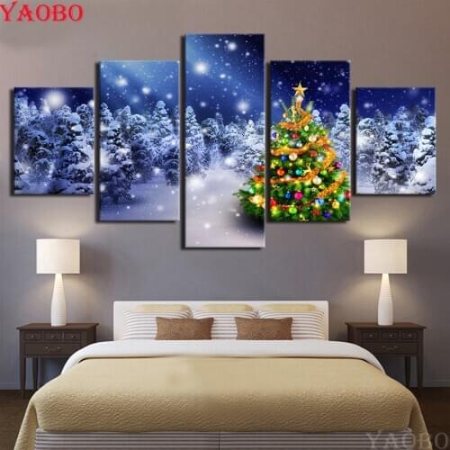 5 Pieces diy Diamond painting Christmas tree Diamond Embroidery full square/round 3d pictures mosaic cross stitch needlework