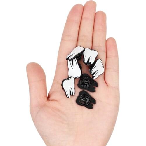 10pcs Cartoon Brooches Cute Tooth Shape Metal Brooch Pins Button Pins Brooch Denim Jacket Pin Badge Funny Gift Fashion Jewelry