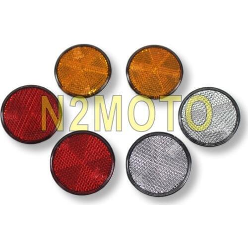 Motorcycle Car Trunk 2 pcs Red White Amber Round Safety Warning Reflector Plate Universal