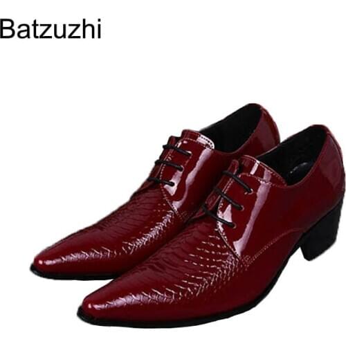 Batzuzhi Big Sizes US6-US12 Man Dress Shoes Pointed Toe Leather Wedding Business Dating Shoes for Man Leather Shoes Fashion