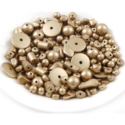 50g Charms Mix Shape Gold Color ABS Beads Resin Plastic With Hole Beads Craft Womens Accessories Necklace Earring Pendants