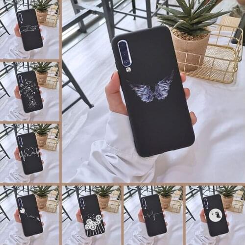 Phone Case For Huawei Y7 Y6 Y5 2019 Soft Silicone Black Heart Cat Printing Back Cover For Huawei Y9 Y7 Y6 Prime Pro 2019
