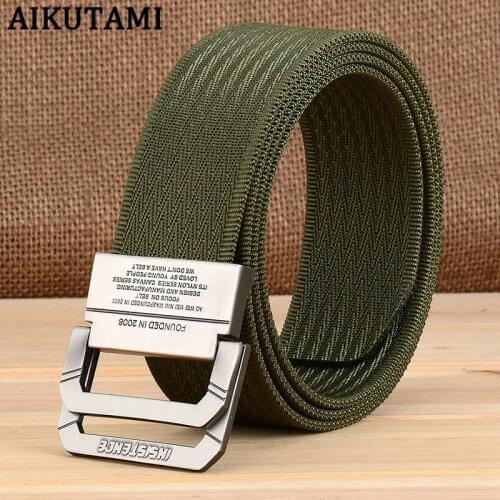 Double Aluminum Alloy Buckle Tactical Belt Non-porous Cinturon Militar Adjust Men Nylon Military Belt Utility Waist Sports Gear