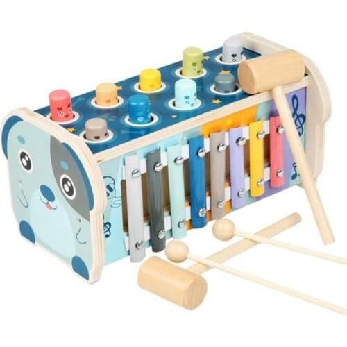 Hammering Pounding Toy Whac-A-Mole with Xylophone Motor Skill Toy for 3 4 5+Years Boys Girls Wooden Musical Pounding Toy