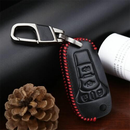 Leather Car Key Ring Key Case Cover For Ford Mondeo MK3 MK4 MK5 Mustang S C MAX Focus 2 3 Fiesta Fusion Ranger Kuga Explorer Key