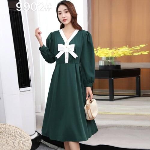 YOMING Hot Sale Women Elegant Solid Color Shirt Long Style Ladies Dress