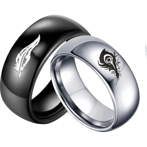 Fashion LOL Game Lovers Ring Rakan and Xayah Couple Rings Titanium SteelStainless Steel Feather Ring Valentines Day Gift Ring