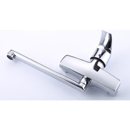 Wall Mounted Bathroom Sink Faucet, Sinlge Handle Bathroom Kitchen Faucets, Single Hole Mixer Tap 360 Degree Swivel, Solid Brass