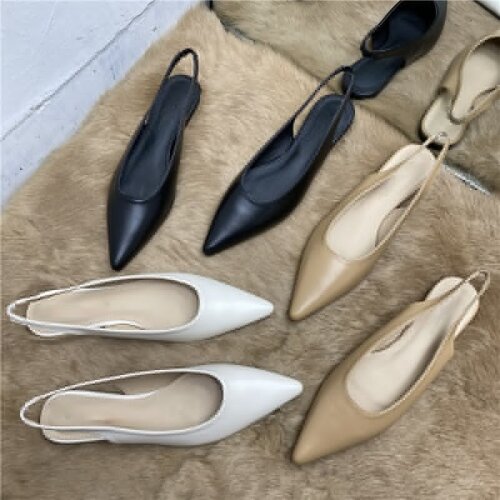 New Pointed Toe Flat Shoes Spring 2021 Closed Toe Strap Flat Heel Womens Sandals