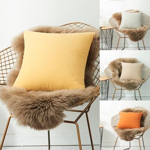 Excellent Skin-friendly Pillow Cover Anti-fade Plush Simplicity Sofa Decorating Pillowcase Comfortable to Touch for Home