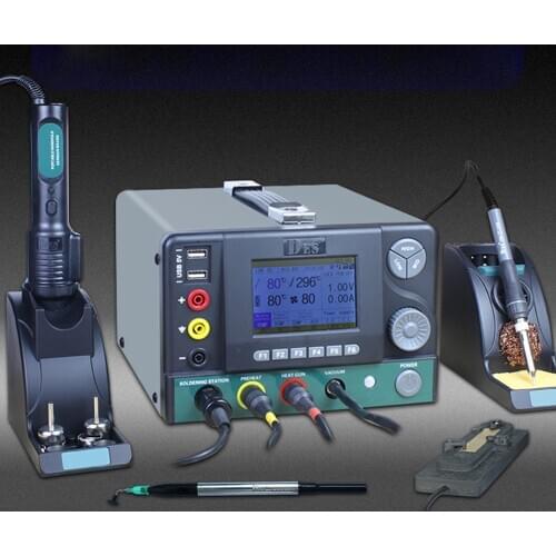 5 in 1 BGA Rework Station Vacuum Suction Hot Air Gun Desoldering Preheating Platform H95 IC Repair Station with Power Supply