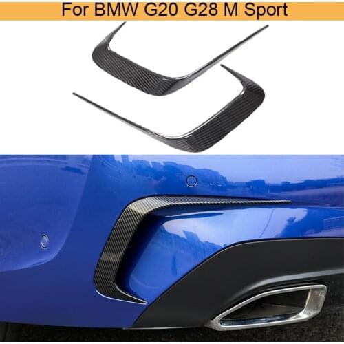 Car Rear Bumper Splitters Vent Fins For BMW 3 Series G20 G28 330i M-Sport 2020-2021 Rear Bumper Wind Knife Carbon Fiber