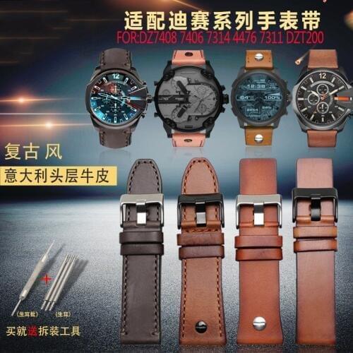 Genuine Leather Strap for Diesel Chief Display DZ7408 7406 7314 4476 7311 DZT2002 24mm 26mm 28mm Watchband Man Accessories