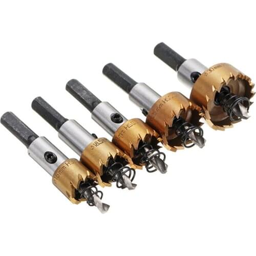 Hole Saw Cutter Drill Bit M35 Plated For Power Tools High Speed Steel 16/18.5/20/25/30mm 5Pcs/set Serrated Tapping Device
