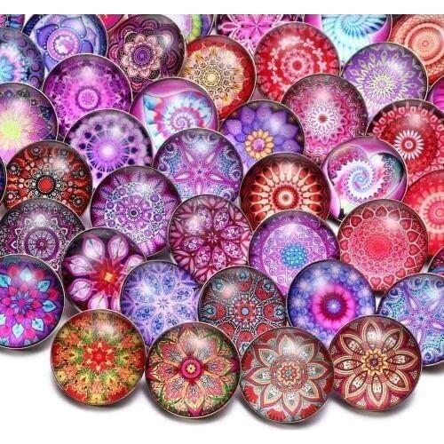 RoyalBeier 20pcs/lot Flower Snap Button Glass 18mm Snap Buttons Wind Chime Snap Button Uniorn Beads DIY Snap Bracelet For Women