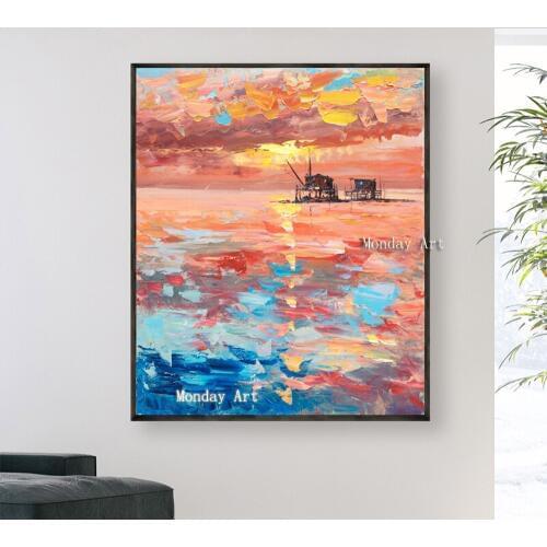 Handpainted Oil Painting on Canvas Natural scenery pictures Wall Art Modern Abstract Artwork Oil Painting Scenery Art Home Decor