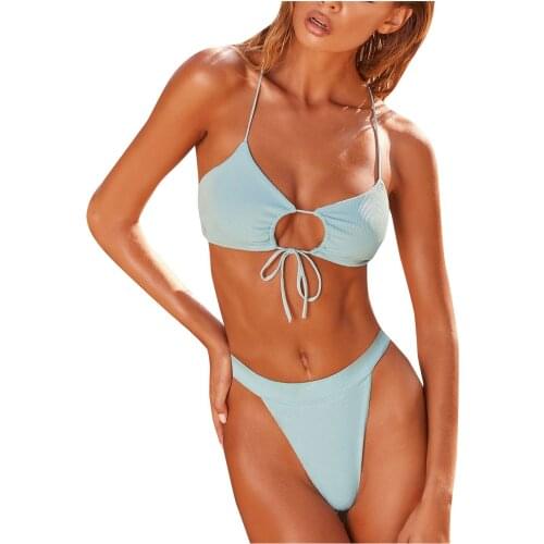 Sexy Bikini Mujer Womens Bikini Print Set Swimsuit Stitching Color Filled Bra Swimwear Beachwear Bathing Suit Maillots de bain