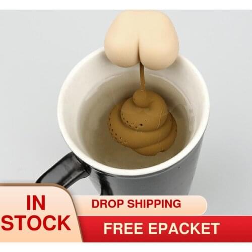 Silicone Tea Infuser Poop Shaped Funny Herbal Tea Bag Reusable Coffee Filter Diffuser Strainer Tea Accessories