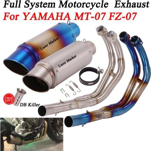 Slip On For YAMAHA MT-07 FZ-07MT07 FZ07 Full Motorcycle Exhaust Modified Escape Muffler DB Killer Front Middle Connect Link Pipe