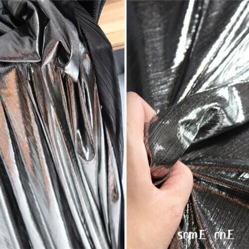 Brushed Crepe Stretch Knit Fabric Dark Silver Folds DIY Decor Pillow Tights Dress Creative Designer Fabric 50*145cm