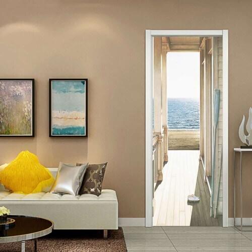 Waterproof simulation creative door stickers self-adhesive paper decoration bedroom living room wall stickers door stickers cros