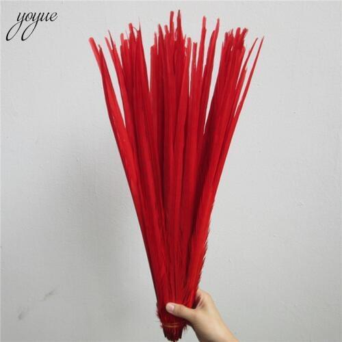 YOYUE 100 Pcs Red Natural Pheasant Tail Feathers 16-18inch 40-45cm High Quality Diy Jewelry Wedding Decorations Pheasant Feather