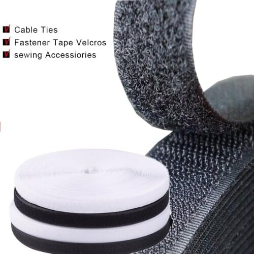 1Pair 10mm-50mm Black White Fastener Tape Velcros Hook and Loop Tape Cable Ties Velcro Sticker Sewing Garment Accessories 1Meter