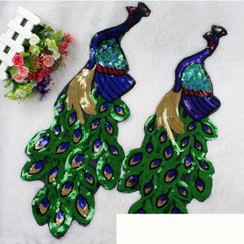 10 pieces Luxury sequined peacock embroidered cloth Performance clothes patch Phoenix Ironing Decal Accessories Patch sticker