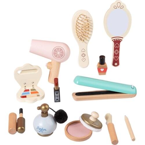 12x Wooden Kids Makeup Kit Brush Eye Shadows Mirror Mascara Perfume Gifts