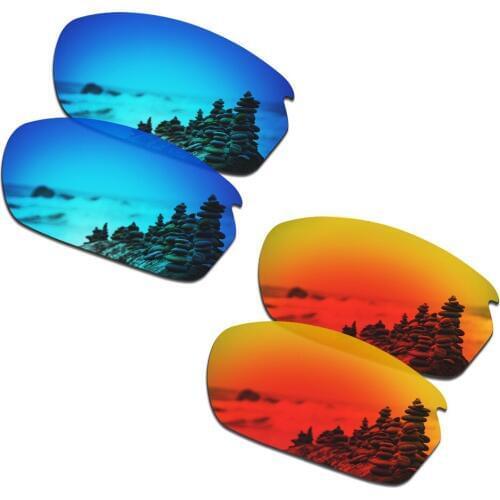 SmartVLT 2 Pairs Polarized Sunglasses Replacement Lenses for Oakley Carbon Shift Ice Blue and Fire Red